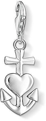 Thomas Sabo Colgante charm para mujer en forma de cruz con ancla y corazón, plata de ley 925, 0083-001-12