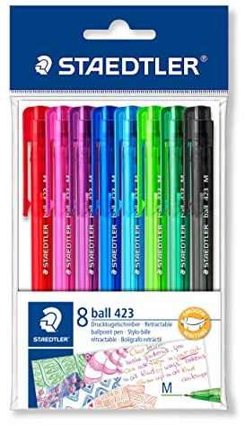 STAEDTLER 42335MPB8 Druckkugelschreiber Linienbreite M, 0.45 mm, Schaft in Schreibfarbe, 8 Stück im Polybeutel