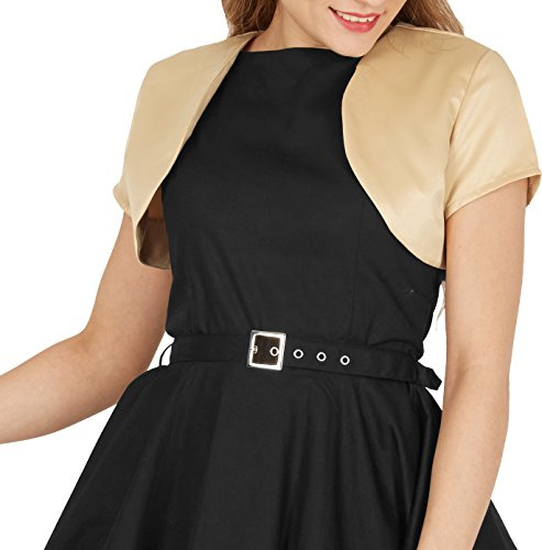 BlackButterfly Satin Bolero Shrug - Short Sleeve (Champagne Gold, US 12)