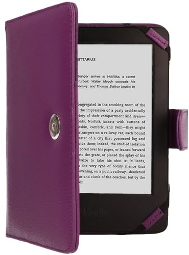 TECHGEAR Kindle PU Leather Folio Case Cover With Magnetic Clasp made for Amazon Kindle eReaders 12th - 4th Generation (2024-2011) & eReader, Paperwhite with 6 inch Screen (PURPLE)