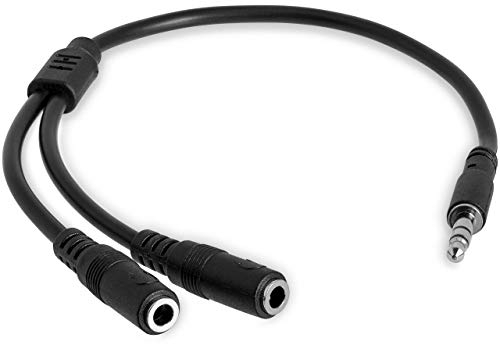 StarTech.com 3.5mm Audio Extension Cable - Slim Audio Splitter Y Cable and Headphone Extender - Male to 2x Female AUX Cable (MUY1MFFS),Black