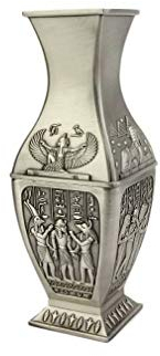 lachineuse - Vase Égyptien 18 cm - Acier Couleur Argent - Objet Déco Égypte Antique - Anubis, Horus, Isis Ailée, Sphinx - Idée Cadeau Souvenir Égypte