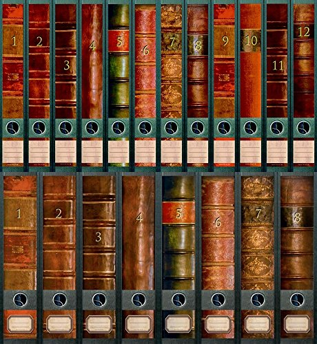 File Art - Ordnerrücken Design Etiketten - Motiv Folio für 8 breite + 12 schmale Aktenordner als Kollektion von a-m-w-shop