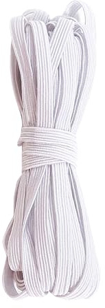 Trimming Shop 5mm 1/5 Inch White Flat Elastic Band for Sewing, 5 Metre Long Braided Stretch Strap Elastic Wide String Rope for Sewing, DIY & Art, Crafting, Dressmaking, Haberdashery and Clothing