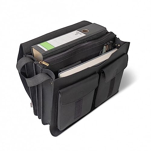 Jahn-Tasche - Große Aktentasche/Lehrertasche Größe XL aus Leder, Schwarz, Modell 676