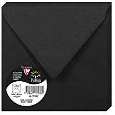 Clairefontaine 5798C - Packung mit 20 Umschläge Pollen, viereckig 14x14cm, 120g, Schwarz, ideal für Ihre Einladungen und Korrespondenz, 1 Pack