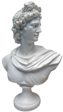Design Toscano PD72520 Apollo Belvedere Bust Statue, 30 cm, Bonded Marble Polyresin, White