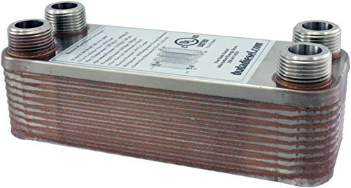 Duda Energy HX1220:M34 B3-12A 20 Plate Stainless Steel Heat Exchanger with 3/4 Male NPT Ports Copper Brazed, 2 Height, 2.9 Width, 7.5 Length