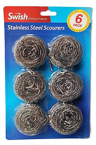 Pack of 6 stainless steel scourers