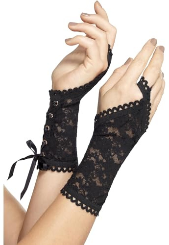 Smiffys Gants longs en dentelle, Noir