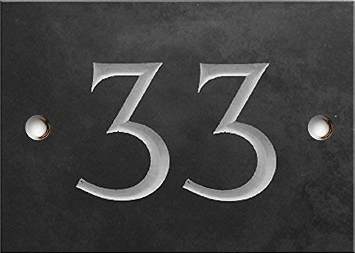 Engraved Slate House Number Sign - 1 to 99 (Select Your Number here) - Number 33 (Same Day Dispatch by 1st Class Post!!!)