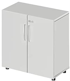SCHÄFER SHOP Schrank LOGIN Aktenschrank 80 cm breit in lichtgrau abschließbarer Mehrzweckschrank mit Griffen, Allzweckschrank, Haushaltsschrank, Büroschrank