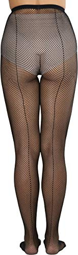 ToBeInStyle Women's Fishnet Pantyhose Stocking W/Back Seam Along The Back Side Of The Leg Coming Up To The Line Elastic - One Size: Plus - Black