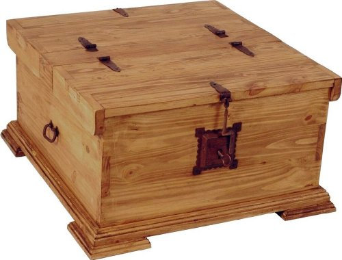 MiaMöbel Truhentisch Mexico 80x40x80 cm Mexico Möbel Landhausstil Massivholz Pinie Honig