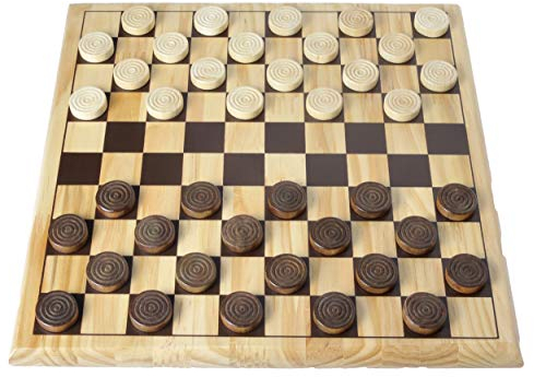 Engelhart - 150235-150236- Schachspiel und Dame Birkenholz - 30 cm x 30 cm - Massivholz-Spielbrett - komplettes Spiel mit Stücken - ab 6 Jahren (Dame)