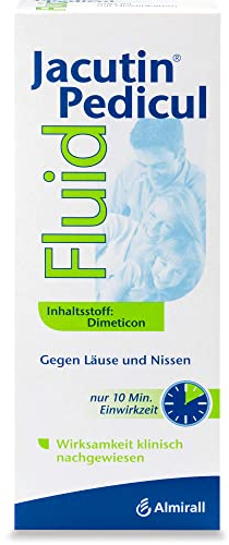 Jacutin Pedicul Fluid Familienpackung inkl. Nissenkamm, wirksame Behandlung von Kopfläusen, die 10-Minuten-Lösung gegen Kopfläuse, Larven und Nissen, für jedes Alter anwendbar, 200 ml