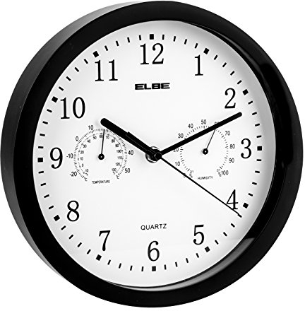 Elbe RP-1005-N - Wall Clock with Thermometer and Hygrometer