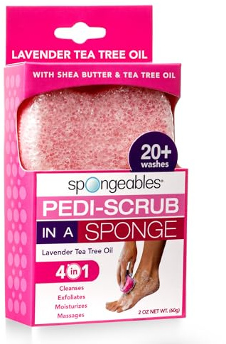 Spongeables Pedi Scrub Foot Exfoliating 20+ Wash Sponge, Lavender, 1 Count