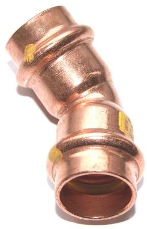 Viega 345624 Bogen Profipress Gas 45 Grad 2626 Kupfer, mit SC-Contur, 22 mm - 5 Stück
