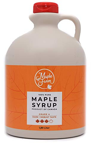 MapleFarm - Puro sciroppo d'acero Canadese Grado A, Dark Robust taste - Caraffa 1,89 l (Confezione da 1) - Pure maple syrup - succo d'acero