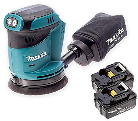 Makita DBO180Z 18V Li-ion Random Orbit Sander Body with 2 x 5Ah Batteries