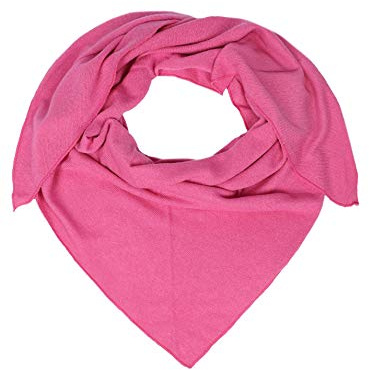 Zwillingsherz Dreieckstuch mit Kaschmir - Hochwertiger Schal im Uni Design für Damen - XXL Hals-Tuch und Damenschal - Strick-Waren für Sommer und Winter - 150cm x 120cm - pink