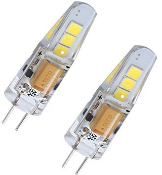 LEKIBOP G4 LED Bulbs Beads Lighting DC 12V 1.6W Corn Light 6 Pcs 2835 SMD Bi-Pin G4 Base No Strobe Flicker Free Halogen Replacement Bulb Under-Cabinet Light Puck Light (Warm White, 2 PCS)