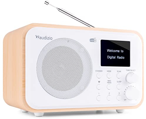 Audizio Milan Radio Dab+/FM Portable avec Bluetooth, Écran Couleur 2,4, Batterie Intégrée 2000 mAh, Sortie Casque et Ligne Jack 3,5 mm, Couleur Blanc, Idéale pour la Maison ou en Déplacement