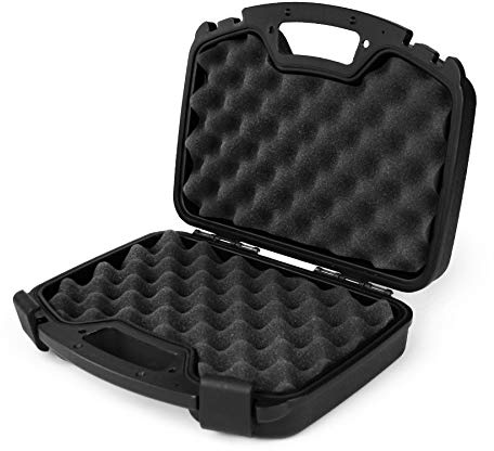 GUGULUZA Valigetta per pistole con inserto in gommapiuma, chiudibile, impermeabile, 33,5 × 27 × 8,7 cm, colore nero