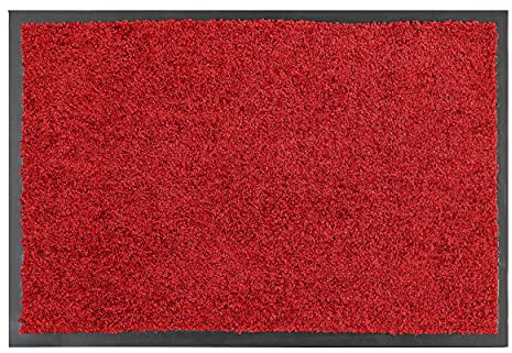 Carpido dörrmatta röd – entrématta inomhus – smutssamlande matta 90 x 150 cm – löpare hall halkfri – vardagsrum dekoration – dörrmatta ren entrématta