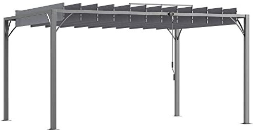 Outsunny Pergola bioclimatique 4x3 m pergola avec Lames orientables Style Contemporain UV 50+ Structure Aluminium - Gris