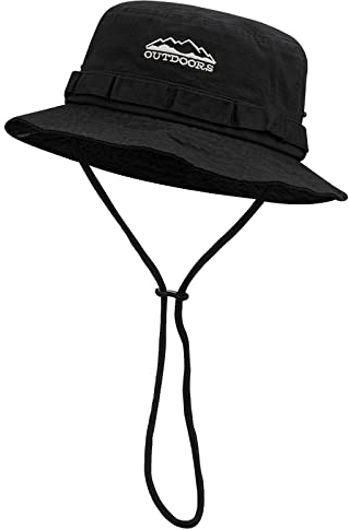 Clape Outdoor Hut UPF50+ Sonnenhut Faltbar Safari Boonie Hat Verstellbar Buschhut Baumwolle Fischerhut Anglerhut Winddicht Wanderhut Gartenhut,Black