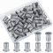 60 Pièces Écrou à Riveter, Écrous à Rivets en Acier Inox, Assortiment d'Écrous à Rivets à Insert Fileté, Ecrou Insert Tête Plate pour Bois Meubles Automobiles - M5