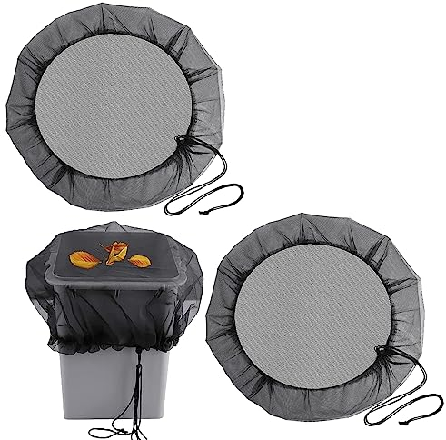 2 Pcs Filet pour Citerne de Pluie,Ø 95 cm Housse pour tonneau de Pluie avec Cordon de Serrage,Filet de Protection Réglable,Protection Contre Les Feuilles, Les moustiques