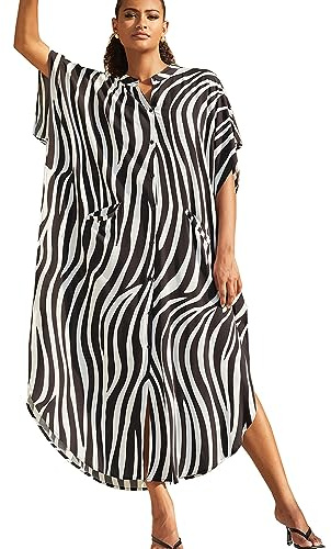 YouKD Dam sommar boho kimono lång skjorta klänning stor storlek morgonrock strandsjal en storlek badrockar, En zebra, one size