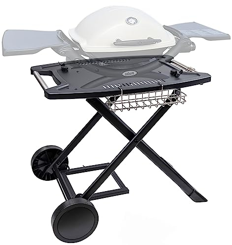 Portable Cart for Weber Q1200, Q1000, Q2200, Q2000, Q2400, Folding Cart for Outdoor BBQ，Portable Stand for Weber Q Series Gas Grills and Ninja Woodfire OG700 Series