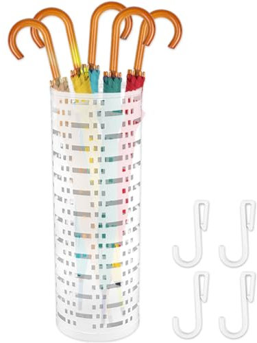 Portaombrelli in metallo per corridoio, portaombrelli autoportante, multiuso, per mantenere asciutti e ordinati i pavimenti del corridoio e dell'ingresso (bianco)