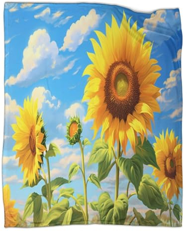 Sunflower Kuscheldecke 80x90inch(200x230cm),weich & Warm,extra Flauschig Als Sofadecke Sea of Blumen Wohndecke Yogadecke Tagesdecke,Plüsch Sofaüberwurf