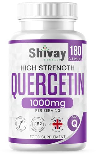 Pure Quercetin (Sophora Japonica) Supplement |1000mg Per Serving | 180 Vegan Capsules - 3 Month Supply | Natural Antioxidant | Made in The UK by Shivay Herbals
