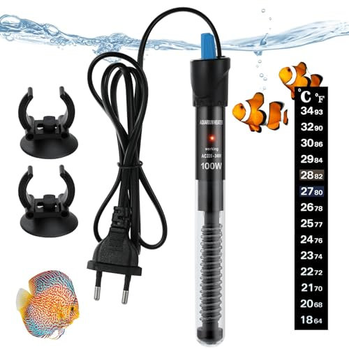flintronic Aquarium Heizung, 100W Temperatur Einstellbare Aquarium Heizer Mit Saugnäpfen, Unterwasser Aquarium Heizungs Wasserdichter Thermostat für Aquarium, Thermostat für Fischtanks