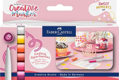 FABER-CASTELL - Set de marqueurs Goldfaber Creative Sweet Moments, 6er | Marqueurs créatifs résistants à l'eau avec une pointe de 1,5 mm pour le lettrage à la main et les illustrations