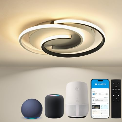 BAYHT Deckenlampe Smart Deckenleuchte Dimmbar with Matter, Kompatibel Mit eWeLink App - Moderne Led Deckenleuchte mit Fernbedienung, 24W 2400LM, ideal für Wohnzimmer Schlafzimmer