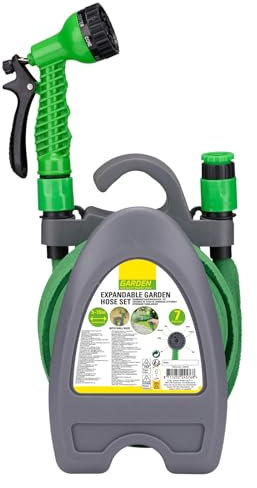 URBNLIVING Tubo da giardino espandibile con 7 modalità di spruzzo e montaggio a parete, resistente, flessibile e senza grovigli, design retrattile per una facile conservazione, si espande da 5 m a 10