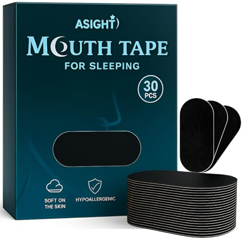 30 Pcs Mouth Tape for Sleeping Men, Mouth Tape for Sleeping Women, Dermatologically Tested Sleep Tape Mouth Breathing,Snoring Aids for Men to improve Nasal Breathing,95% Cotton, Rayon-Free,Chin Straps