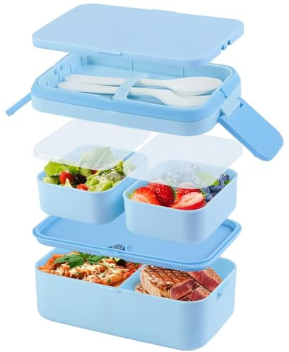 SGAONSN Fiambrera para niños con compartimentos, 1780 ml, 3 en 1 fiambrera para niños con 3 compartimentos, fiambrera bento a prueba de fugas, para niñas y niños, sin BPA