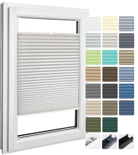 Home-Vision Custom Plissé avec perçage – Collection Premium 20 Couleurs de Tissu Standard et nid d’Abeille 3 Profils – Largeur 30-129 cm Hauteur 50-149 cm – Montage à Visser Simple et Rapide