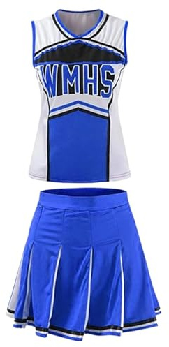 USOHJZ Disfraz clásico de animadora secundaria, uniforme deportivo for estudiantes, fiesta carnaval atlética, disfraz elegante Para Actuaciones(Blue 02,XL)