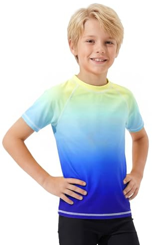 JinBei Schwimmshirt Kinder UV Shirt Kurzarm Badeshirt Jungen, 8-9 Jahre