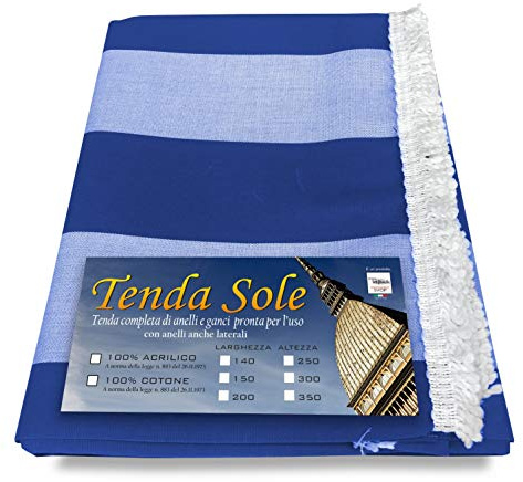 Cortina para exterior jardín balcón a rayas azules empaquetadas - Cm. 140x250