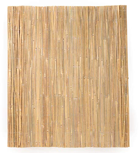 Mininfa Natural Bamboo Slat Screening, Eco-Friendly Privacy Slat Fence, Bamboo Screen Panel Roll for Balcony or as Wind and Sight Protection (1.2m x 4m)